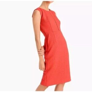 J Crew Orange Sheath Dress Sz 6 Cocktail Business Portfolio Matelasse Pockets!